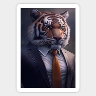 Adorable Tiger Wearing a Suit: Cute Wildlife Animals Sticker